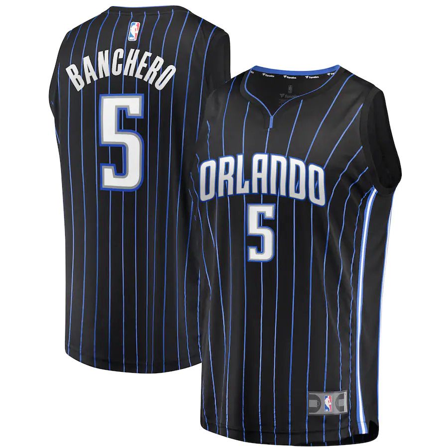 Men Orlando Magic #5 Paolo Banchero Fanatics Branded Black Draft First Round Pick Fast Break Replica Player NBA Jersey